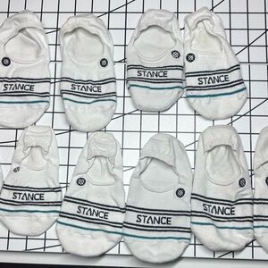 5 pairs of Stance White and Black Striped No Show Socks